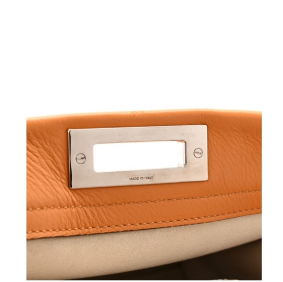 FENDI Peekaboo Iconic Satchel Vitello Seta Shiny Napa Plexiglass Granite Medium - Picture 6 of 10